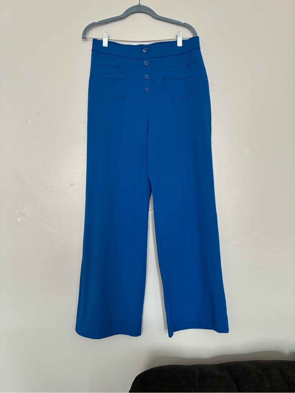 Halara Blue polyester & elastane pants with button detail